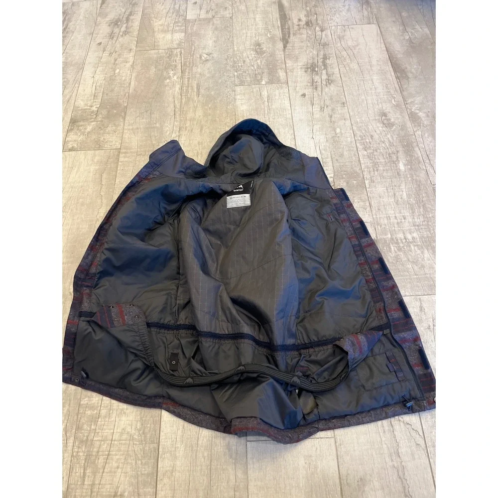 Burton Mens Striped Snowboard‎ Jacket Hooded Blue Red Outerwear Small